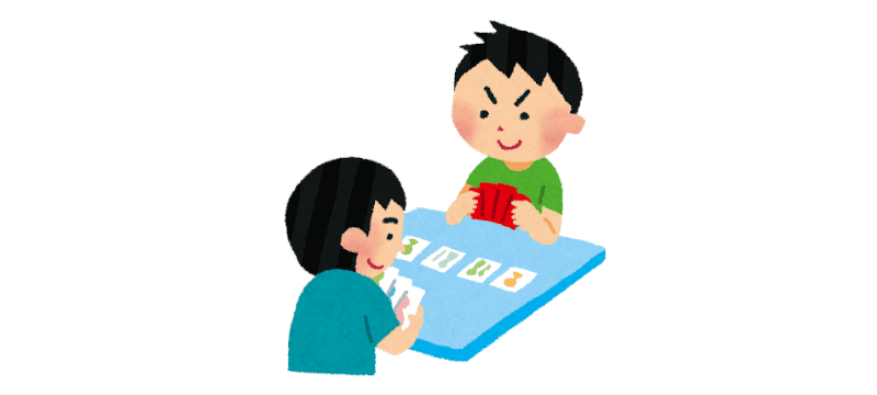 カードゲームで遊ぶ子供のイラスト